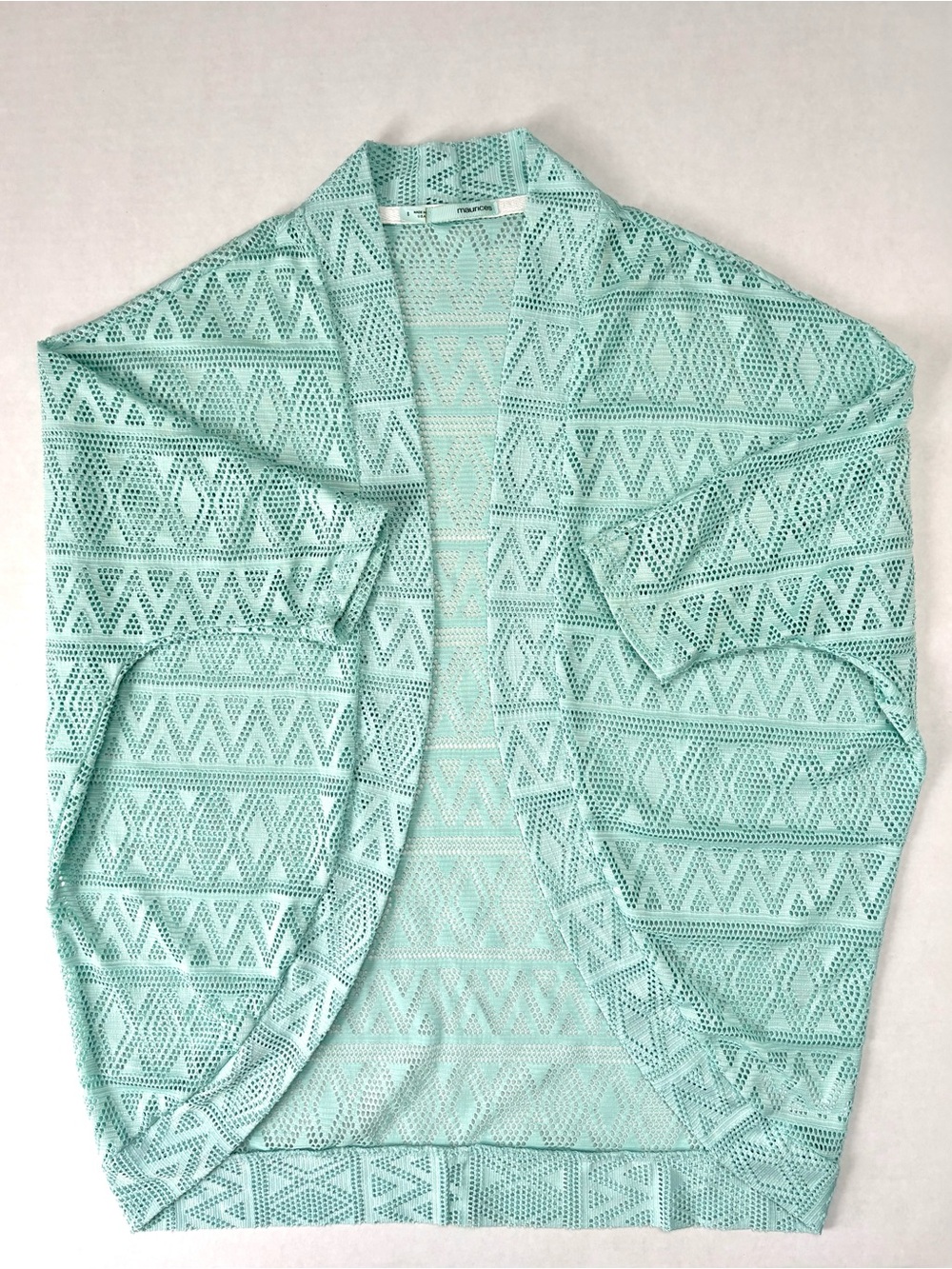Maurices Mint Open-Knit Crochet Cardigan Size Small